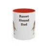 11oz-basset-hound-mug-dad-red 11oz Basset Hound Dog Dad Mug, Red, front view