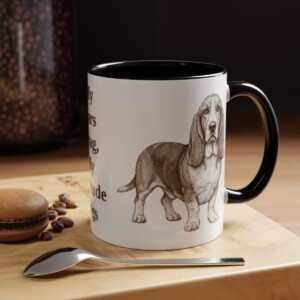 11oz Funny Basset Hound Mug, Black, lifestyle photo