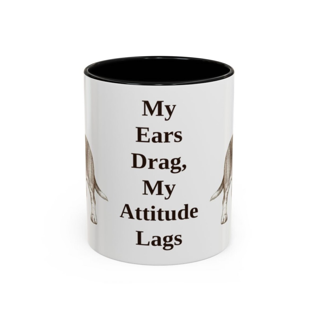 11oz-basset-hound-mug-humor-black-front 11oz Funny Basset Hound Mug, Black, front view