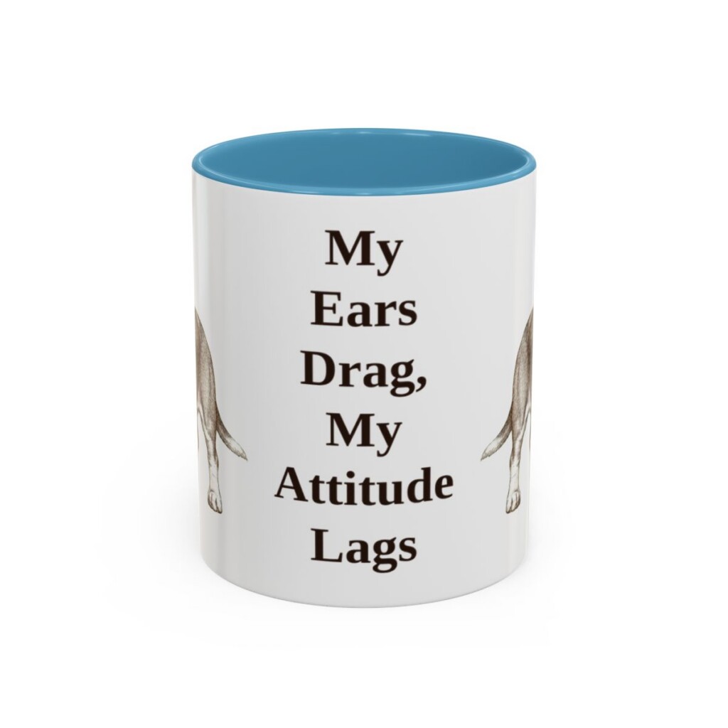 11oz-basset-hound-mug-humor-light-blue 11oz Funny Basset Hound Mug, Light Blue, front view