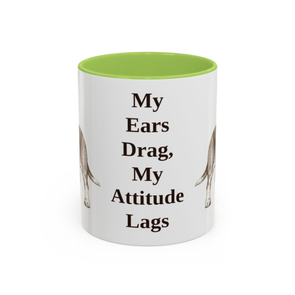 11oz-basset-hound-mug-humor-light-green 11oz Funny Basset Hound Mug, Light Green, front view