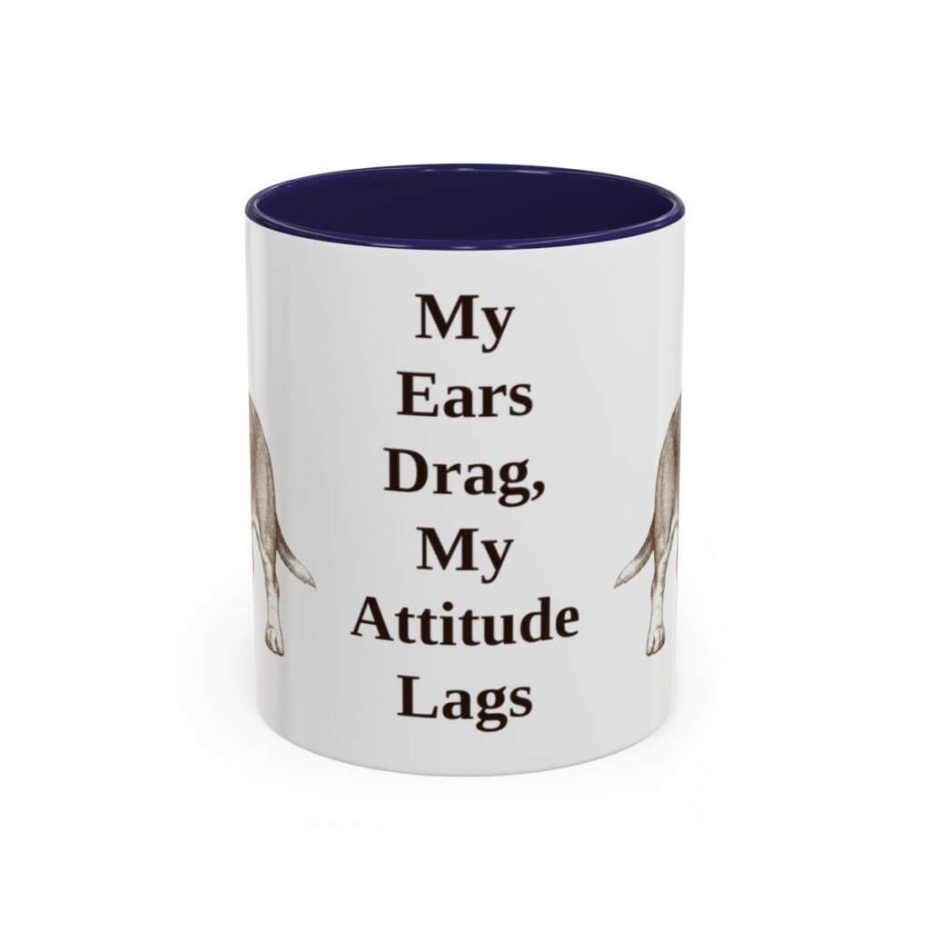 11oz-basset-hound-mug-humor-navy 11oz Funny Basset Hound Mug, Navy, front view