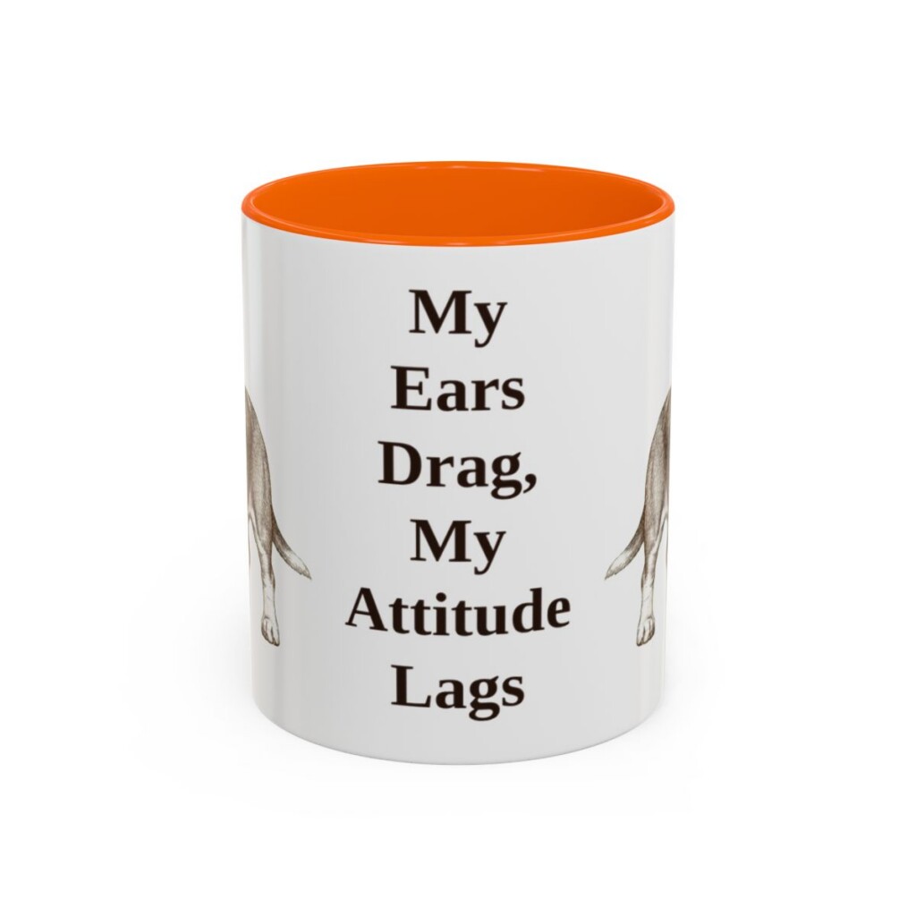 11oz-basset-hound-mug-humor-orange 11oz Funny Basset Hound Mug, Orange, front view
