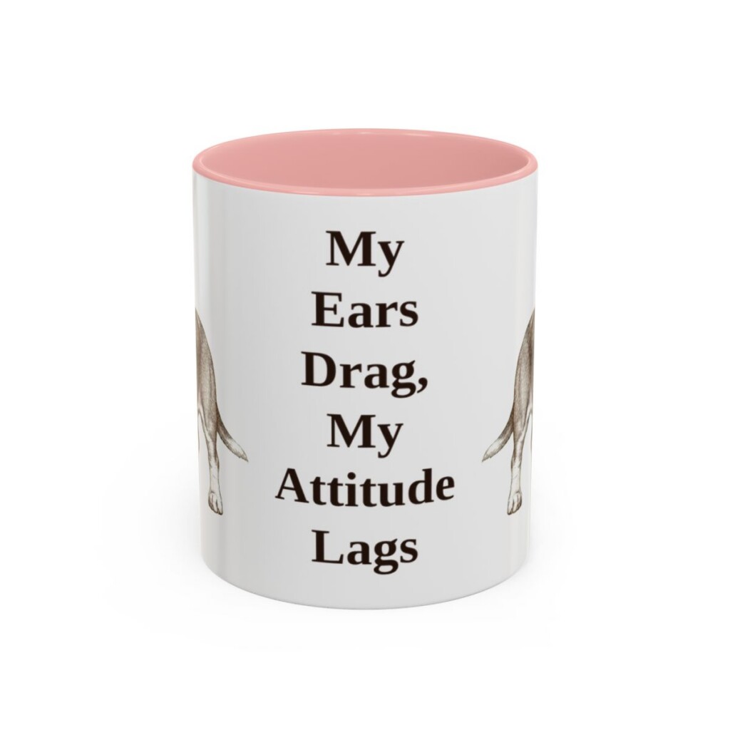 11oz-basset-hound-mug-humor-pink 11oz Funny Basset Hound Mug, Pink, front view