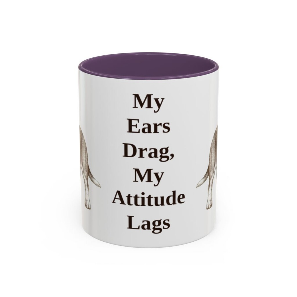 11oz-basset-hound-mug-humor-purple 11oz Funny Basset Hound Mug, Purple, front view