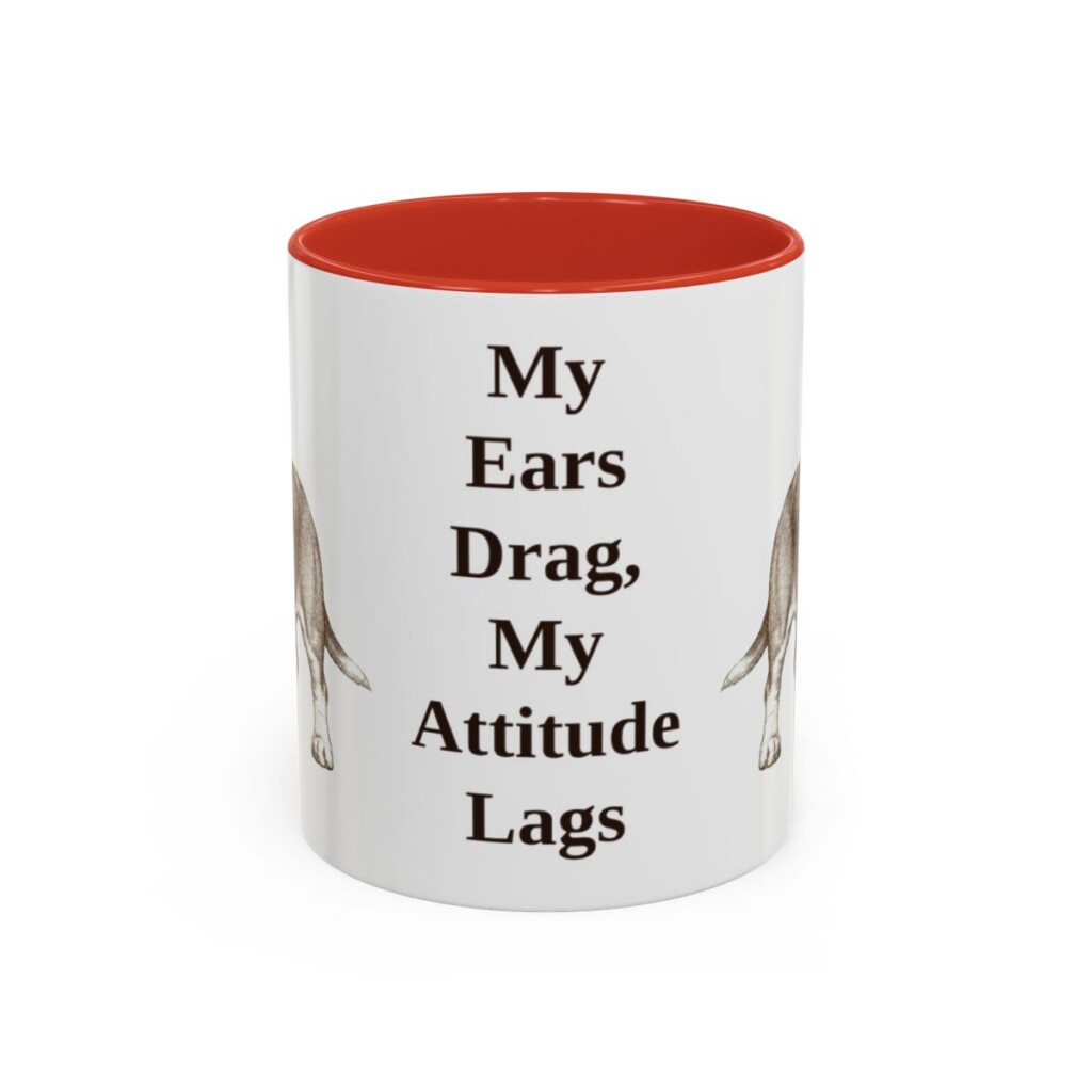 11oz-basset-hound-mug-humor-red 11oz Funny Basset Hound Mug, Red, front view