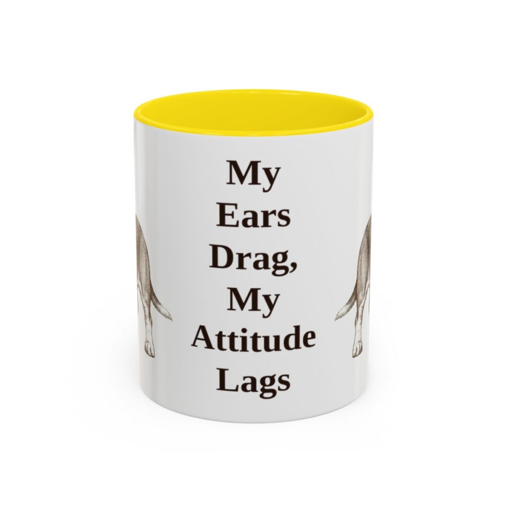 11oz-basset-hound-mug-humor-yellow 11oz Funny Basset Hound Mug, Yellow, front view