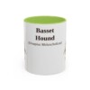 11oz Basset Hound Latin Mug, Light Green, front view