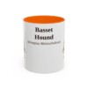 11oz Basset Hound Latin Mug, Orange, front view