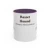 11oz Basset Hound Latin Mug, Purple, front view