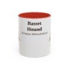 11oz Basset Hound Latin Mug, Red, front view