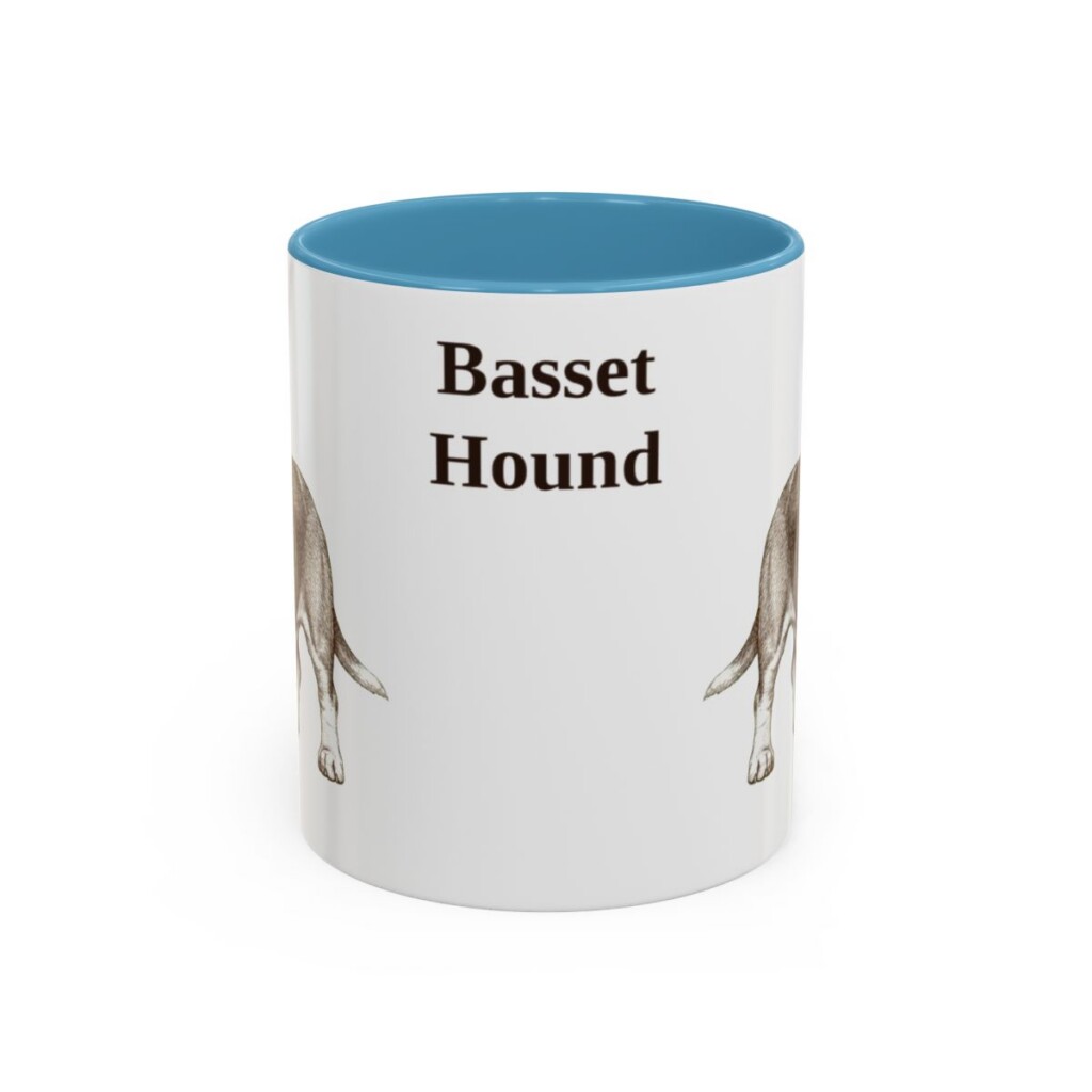 11oz-basset-hound-mug-light-blue 11oz Basset Hound Mug, Light Blue, front view