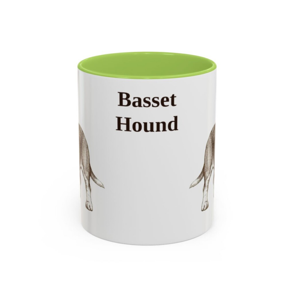 11oz-basset-hound-mug-light-green 11oz Basset Hound Mug, Light Green, front view