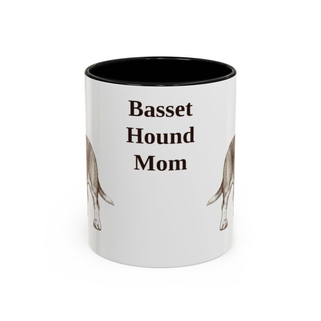 11oz-basset-hound-mug-mom-black-front 11oz Basset Hound Dog Mom Mug, Black, front view