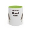 11oz-basset-hound-mug-mom-light-green 11oz Basset Hound Dog Mom Mug, Light Green, front view
