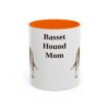 11oz-basset-hound-mug-mom-orange 11oz Basset Hound Dog Mom Mug, Orange, front view