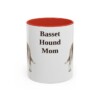 11oz-basset-hound-mug-mom-red 11oz Basset Hound Dog Mom Mug, Red, front view