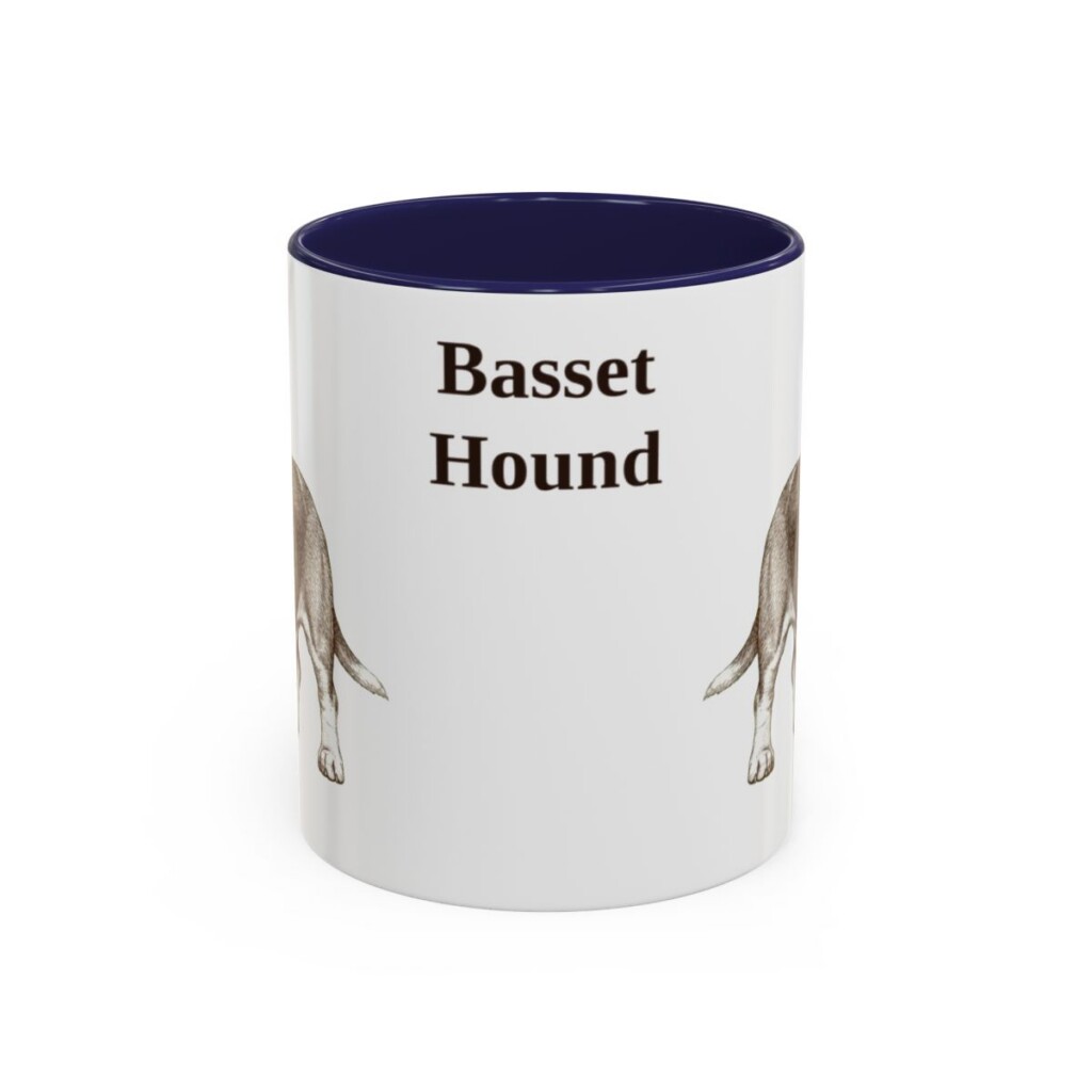 11oz-basset-hound-mug-navy 11oz Basset Hound Mug, Navy, front view