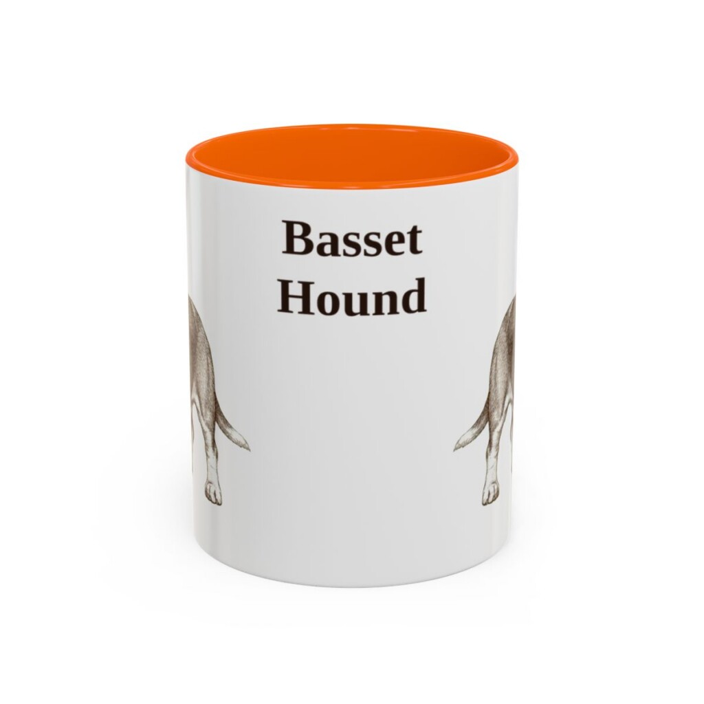 11oz-basset-hound-mug-orange 11oz Basset Hound Mug, Orange, front view