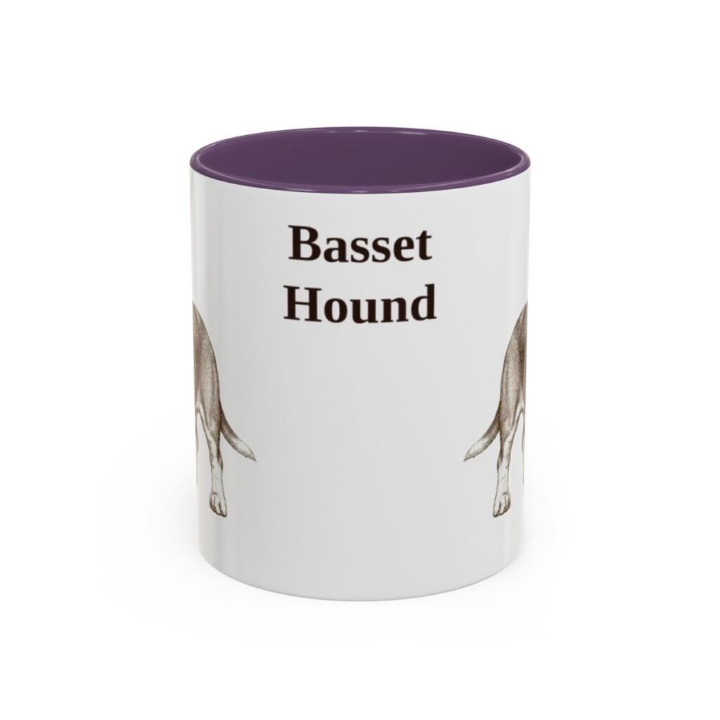11oz-basset-hound-mug-purple 11oz Basset Hound Mug, Purple, front view
