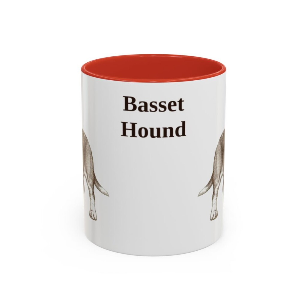 11oz-basset-hound-mug-red 11oz Basset Hound Mug, Red, front view