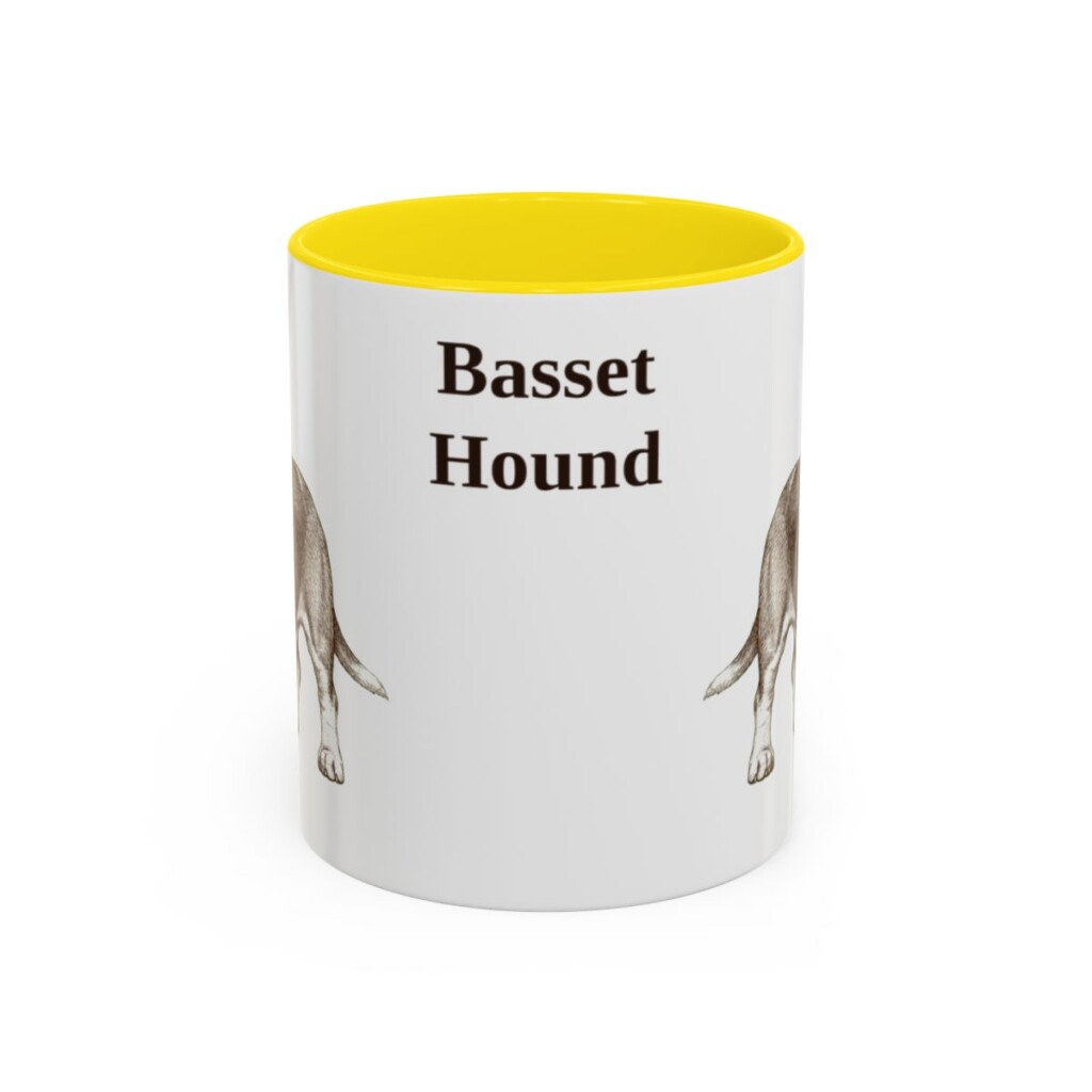 11oz-basset-hound-mug-yellow 11oz Basset Hound Mug, Yellow, front view