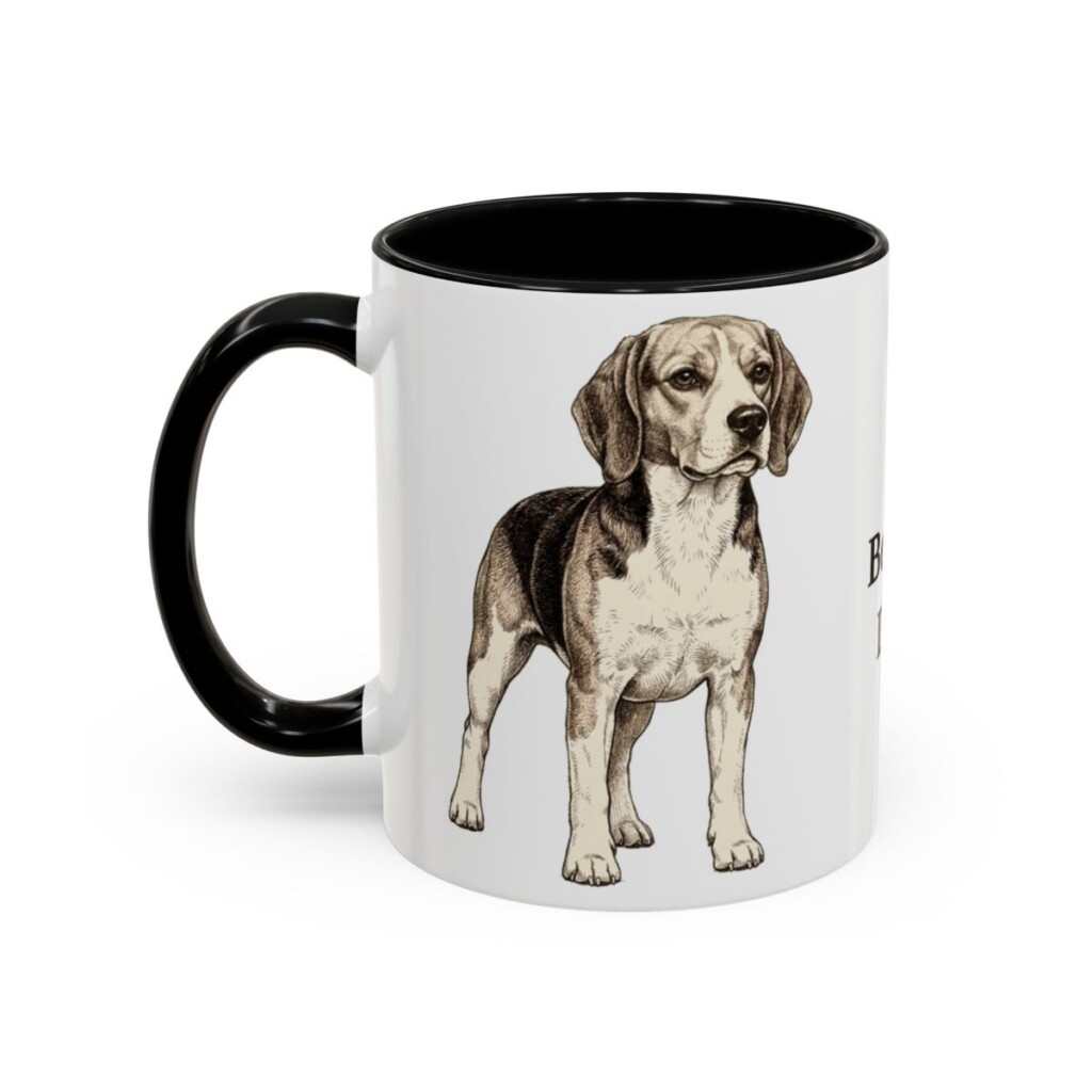 11oz Beagle Dog Dad Mug, Black, left side view