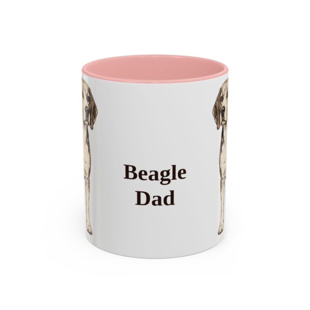 11oz Beagle Dog Dad Mug, Pink, front view