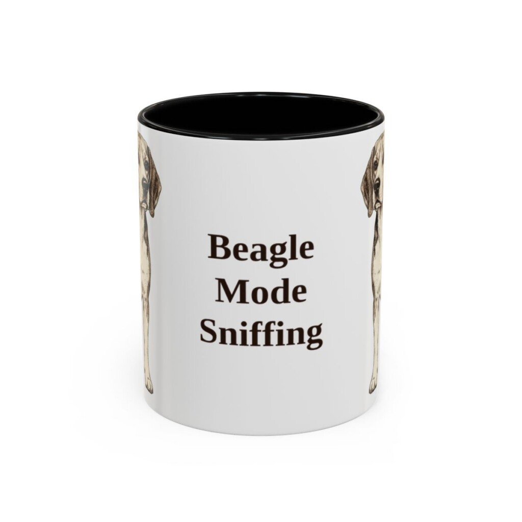 11oz Funny Beagle Mug, Black, front view