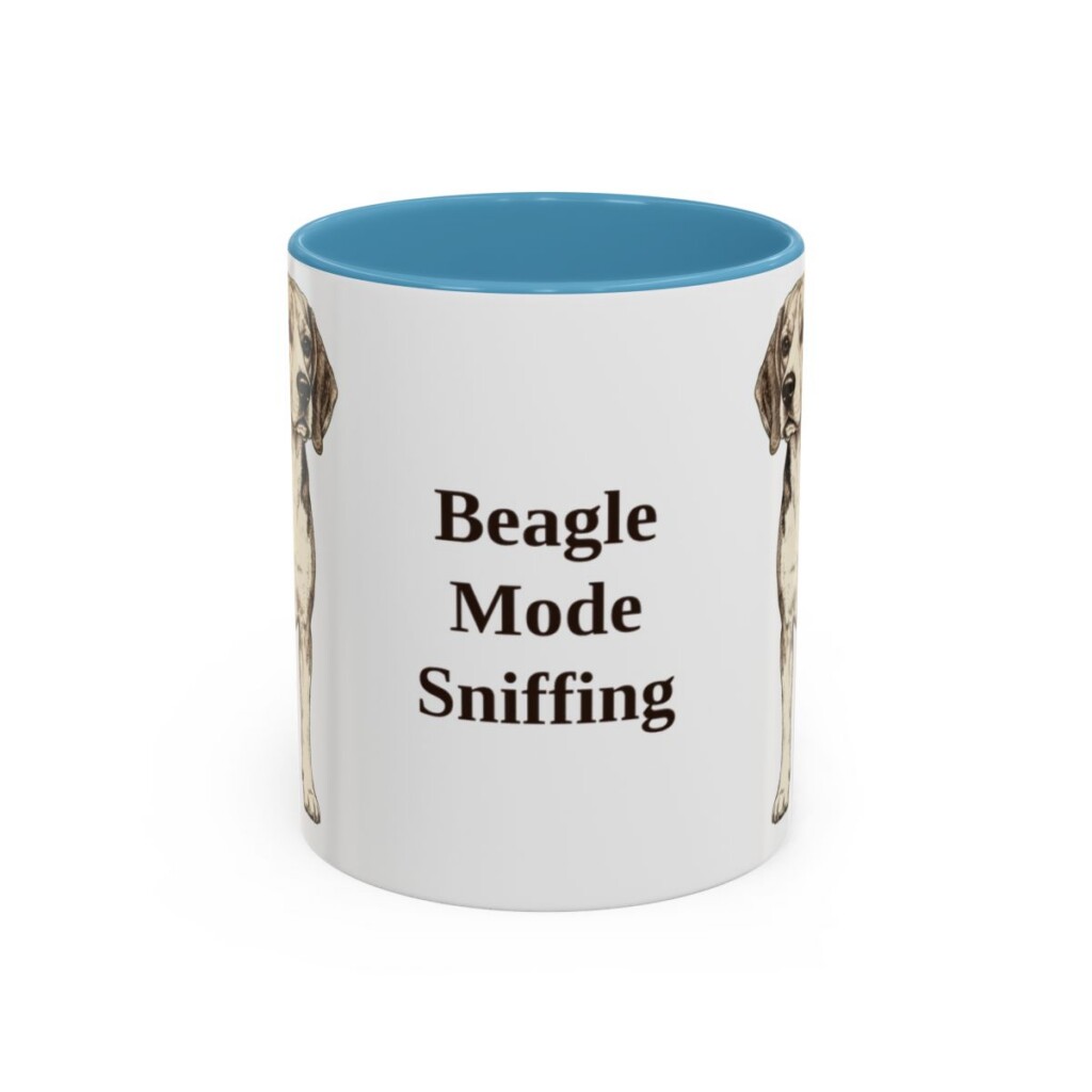 11oz Funny Beagle Mug, Light Blue, front view