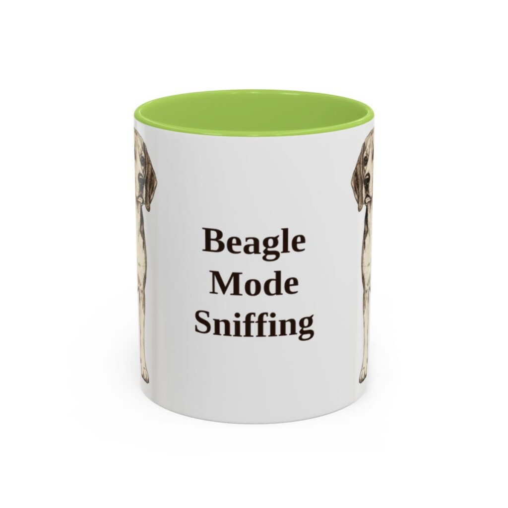 11oz Funny Beagle Mug, Light Green, front view