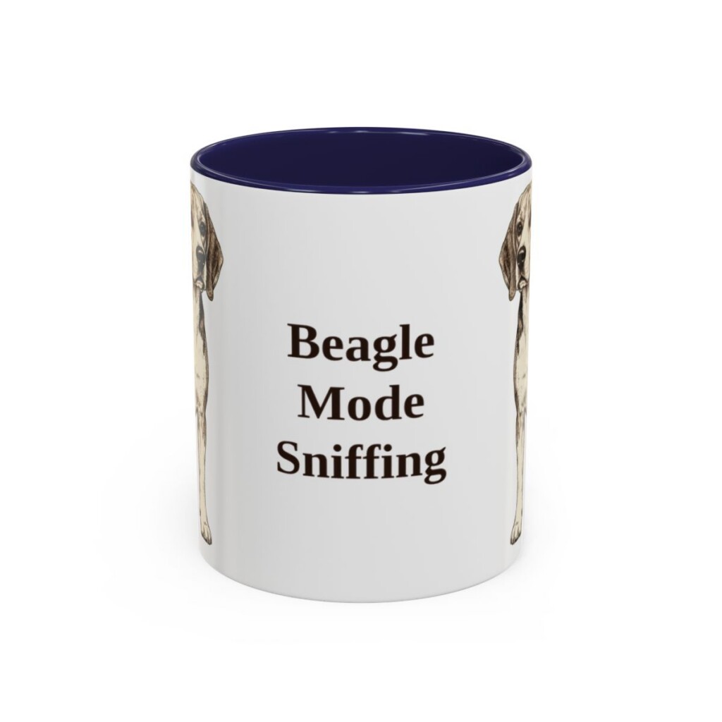 11oz Funny Beagle Mug, Navy, front view