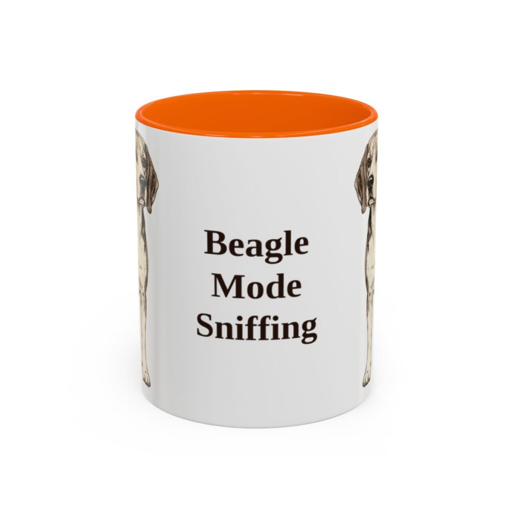 11oz Funny Beagle Mug, Orange, front view