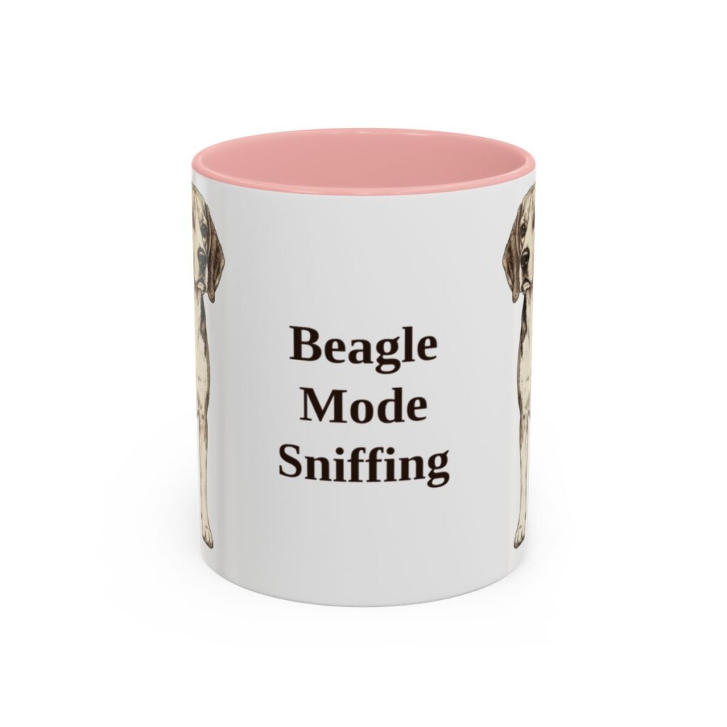 11oz Funny Beagle Mug, Pink, front view