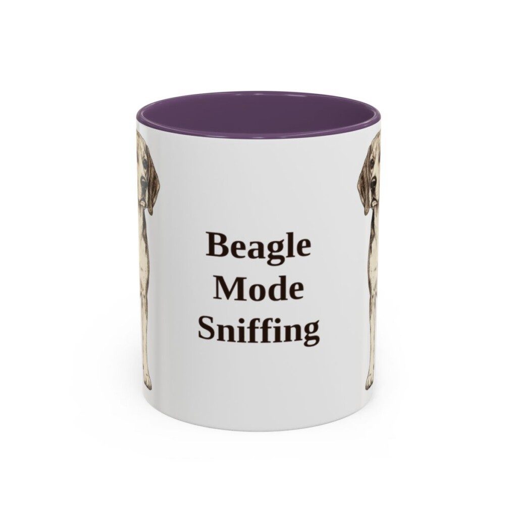 11oz Funny Beagle Mug, Purple, front view