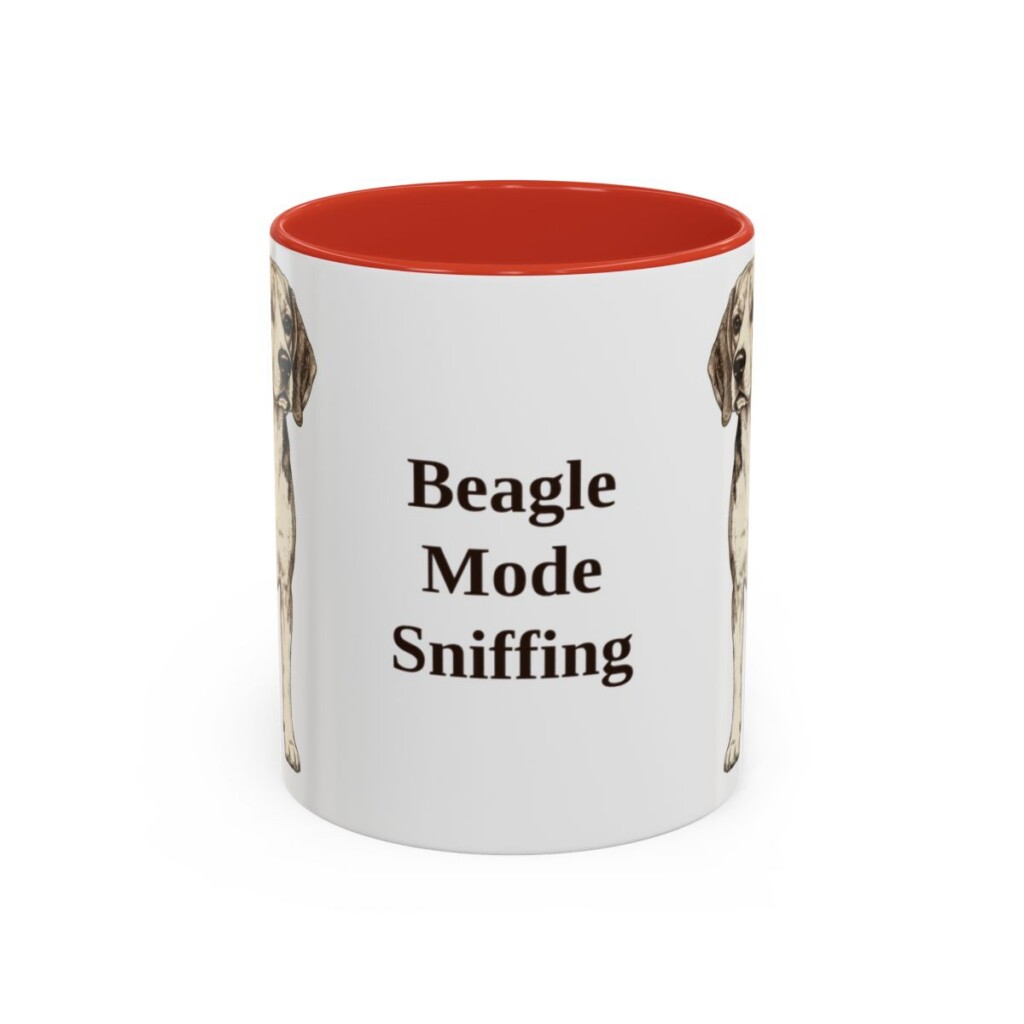 11oz Funny Beagle Mug, Red, front view