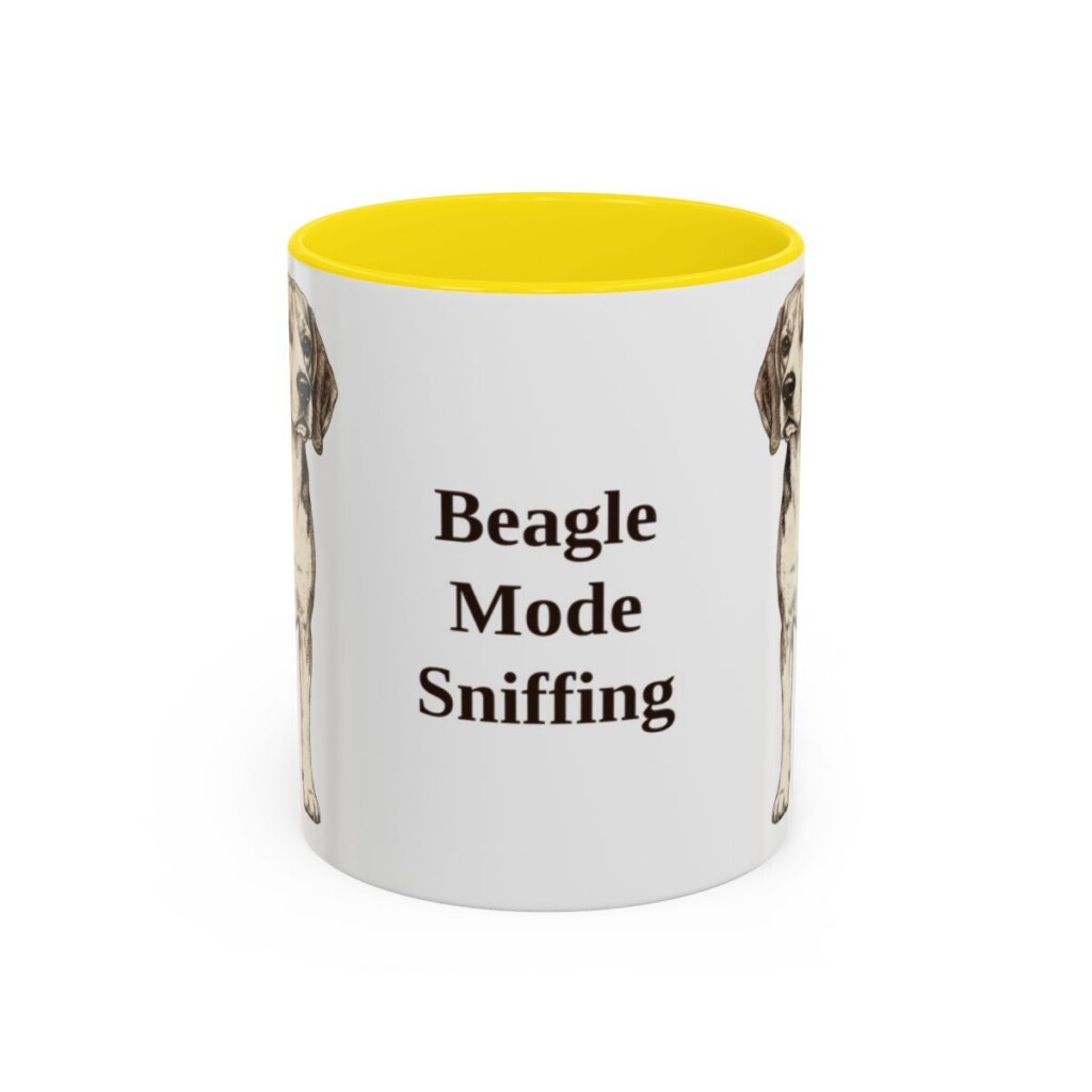 11oz Funny Beagle Mug, Yellow, front view