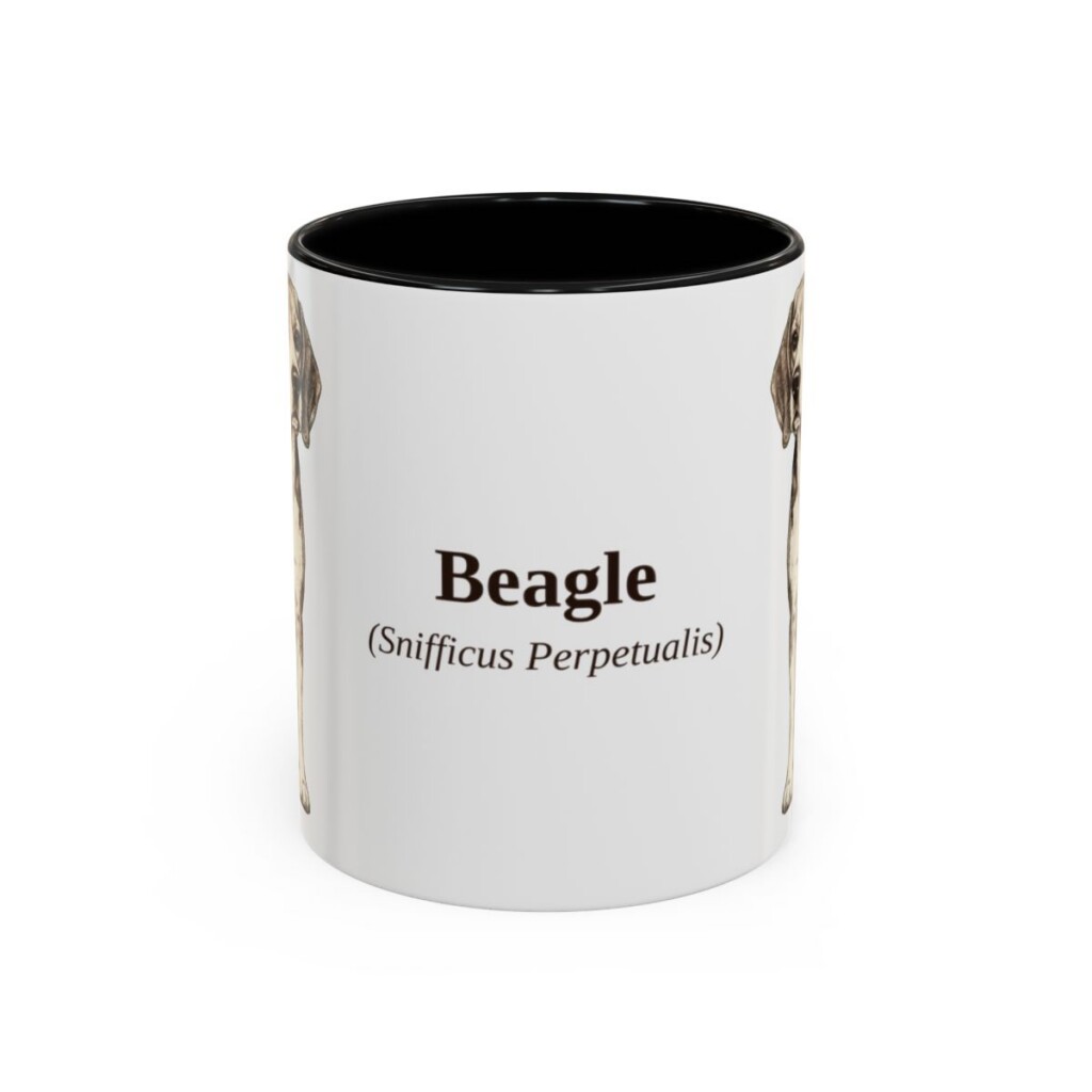 11oz Beagle Latin Mug, Black, front view