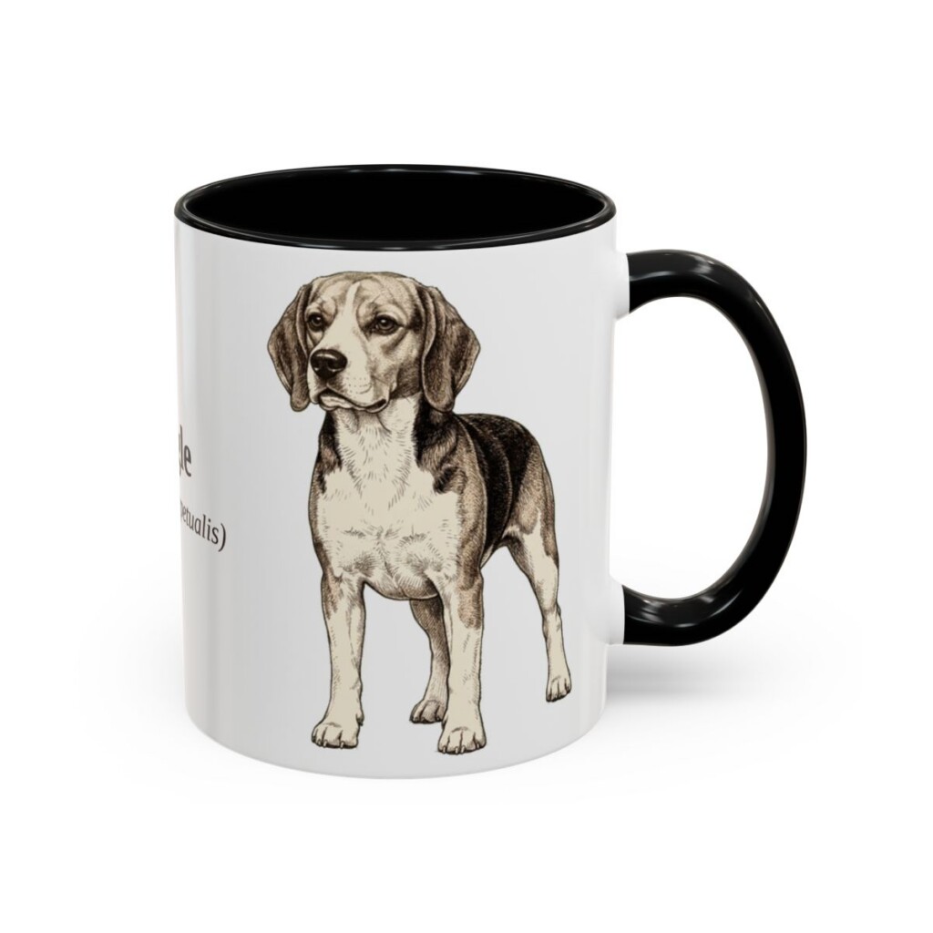 11oz Beagle Latin Mug, Black, right side view
