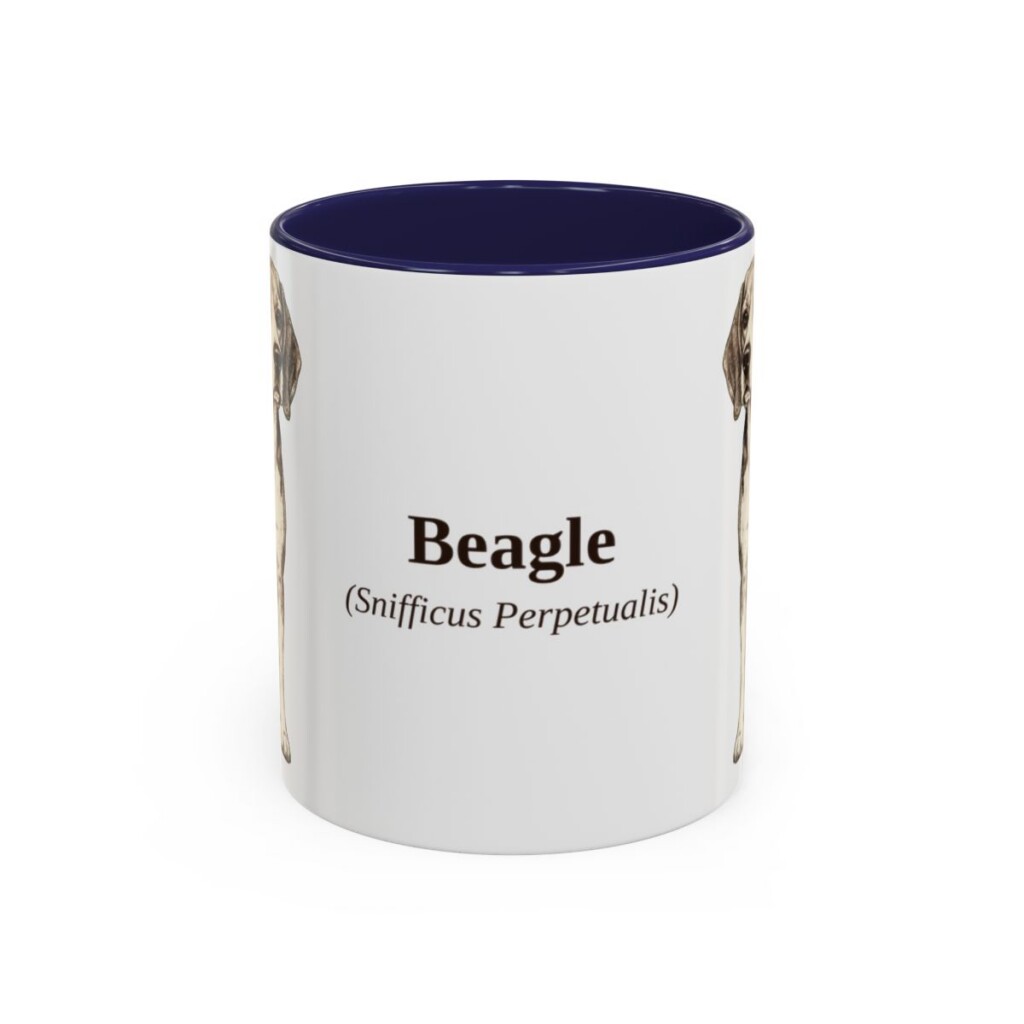 11oz Beagle Latin Mug, Navy, front view