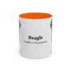 11oz Beagle Latin Mug, Orange, front view