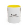 11oz Beagle Latin Mug, Yellow, front view