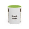 11oz Beagle Dog Mom Mug, Light Green, front view