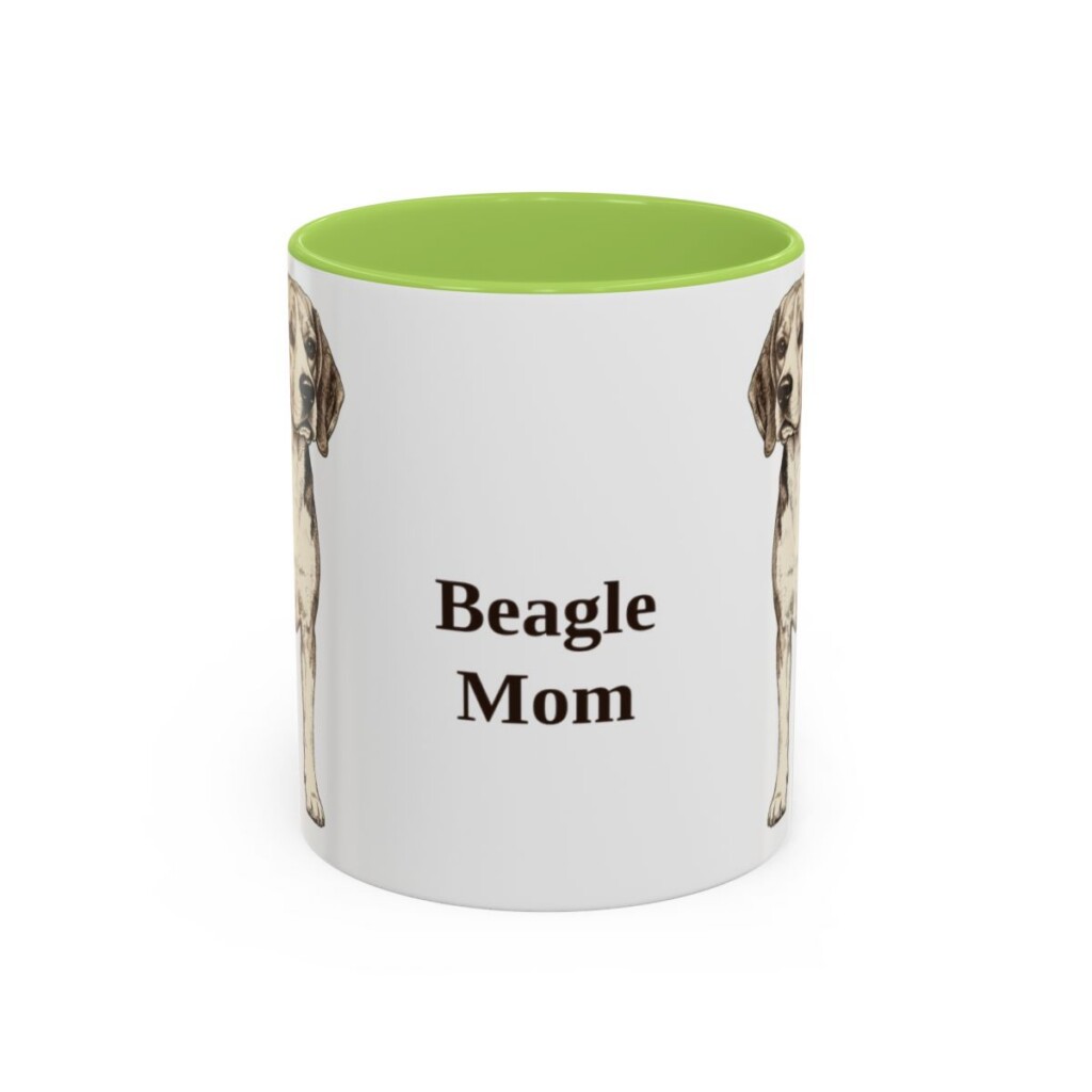 11oz Beagle Dog Mom Mug, Light Green, front view