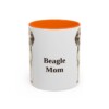 11oz Beagle Dog Mom Mug, Orange, front view