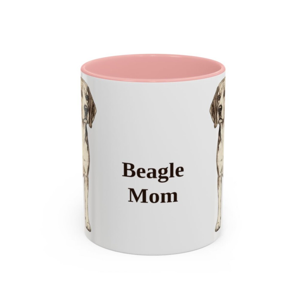 11oz Beagle Dog Mom Mug, Pink, front view