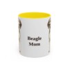 11oz Beagle Dog Mom Mug, Yellow, front view