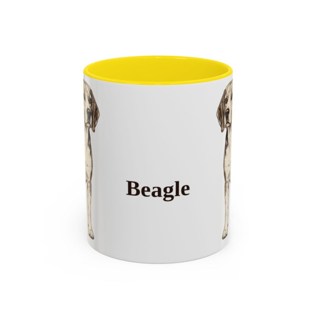11oz Beagle Mug, Yellow, front view