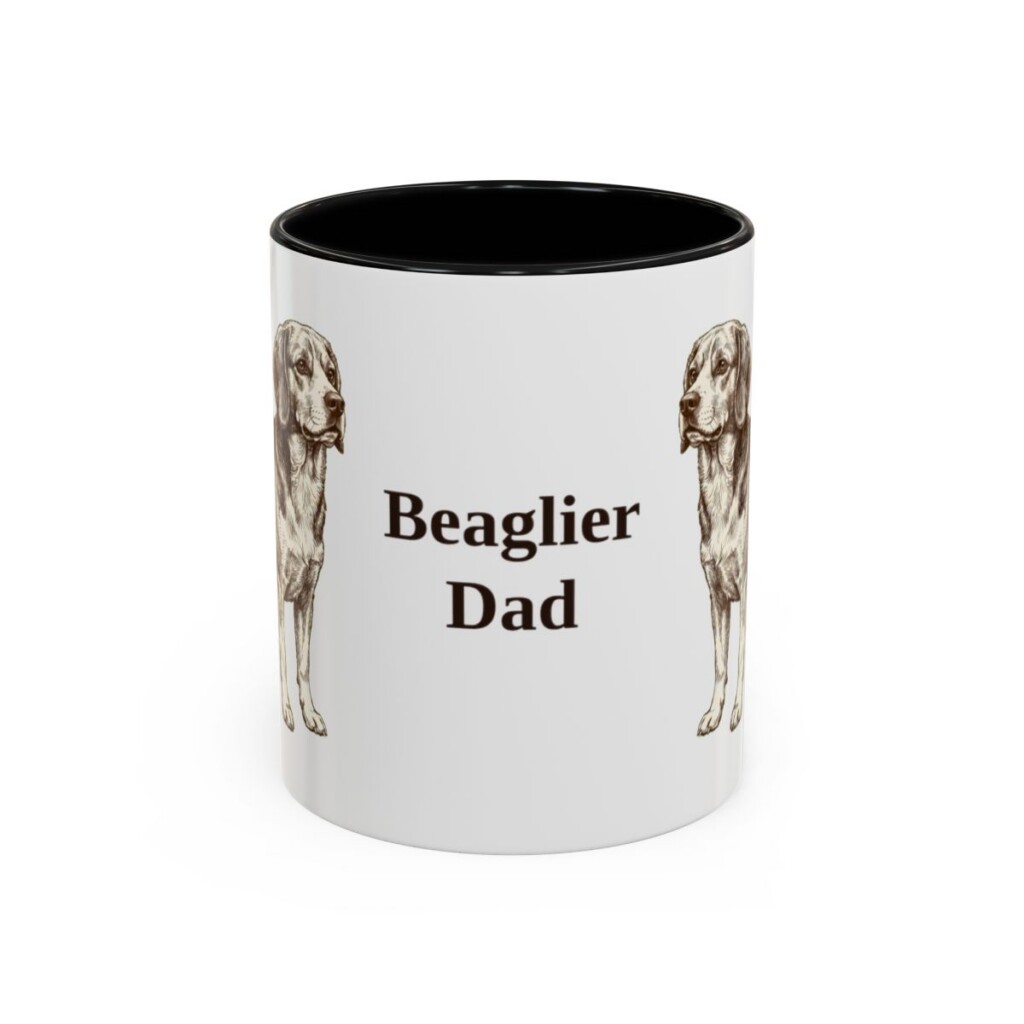 11oz Beaglier Dog Dad Mug, Black, front view