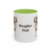 11oz Beaglier Dog Dad Mug, Light Green, front view